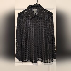 Notations Black Sheer Shirt Jacket